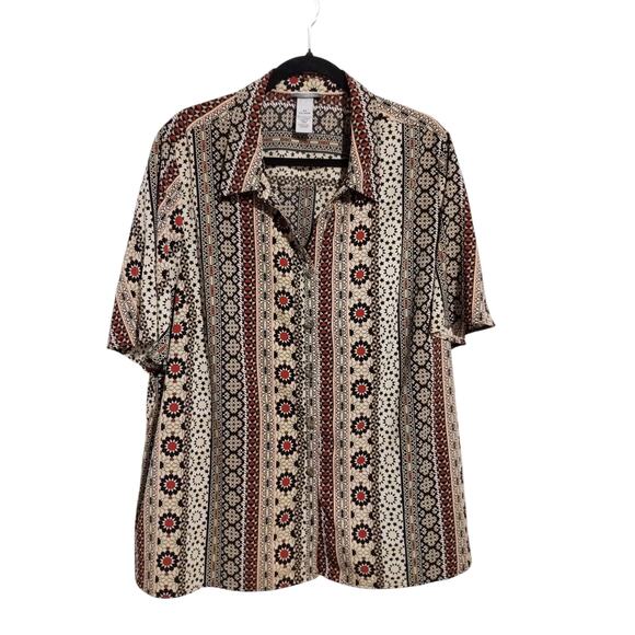 Catherines Women's Size 2X Geometric Southwestern Aztec Button Up Casual Top - Picture 7 of 9